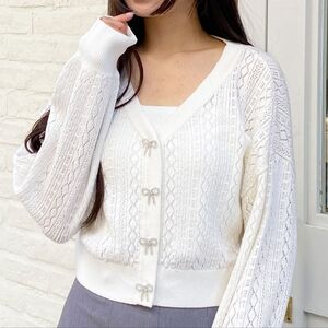 INGNI Jewel Ribbon Mesh Knit Cardigan